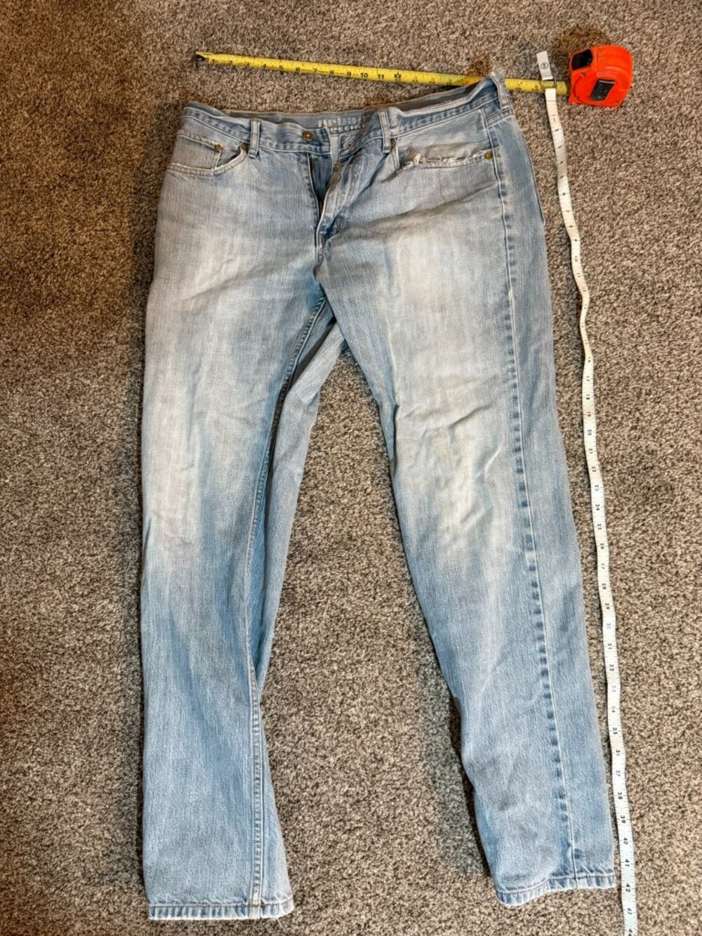 Urban Pipeline Slim Fit Men's Jeans 36x34 Light Wash Distressed Denim
